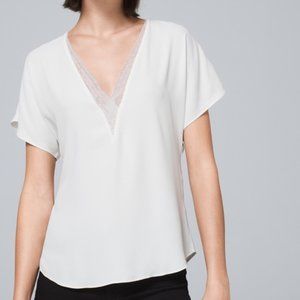 NEW WHBM Lace-Trim Dolman Blouse XXS